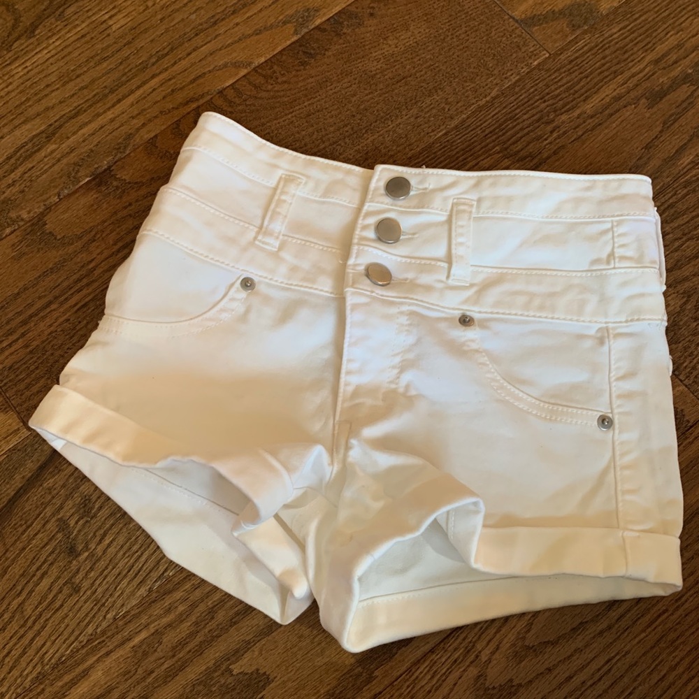 White high waisted jean shorts